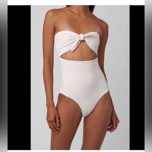 Onia Marie Swimsuit Neutral Minimalist Cutout Tie Front Resort Swim Sz S